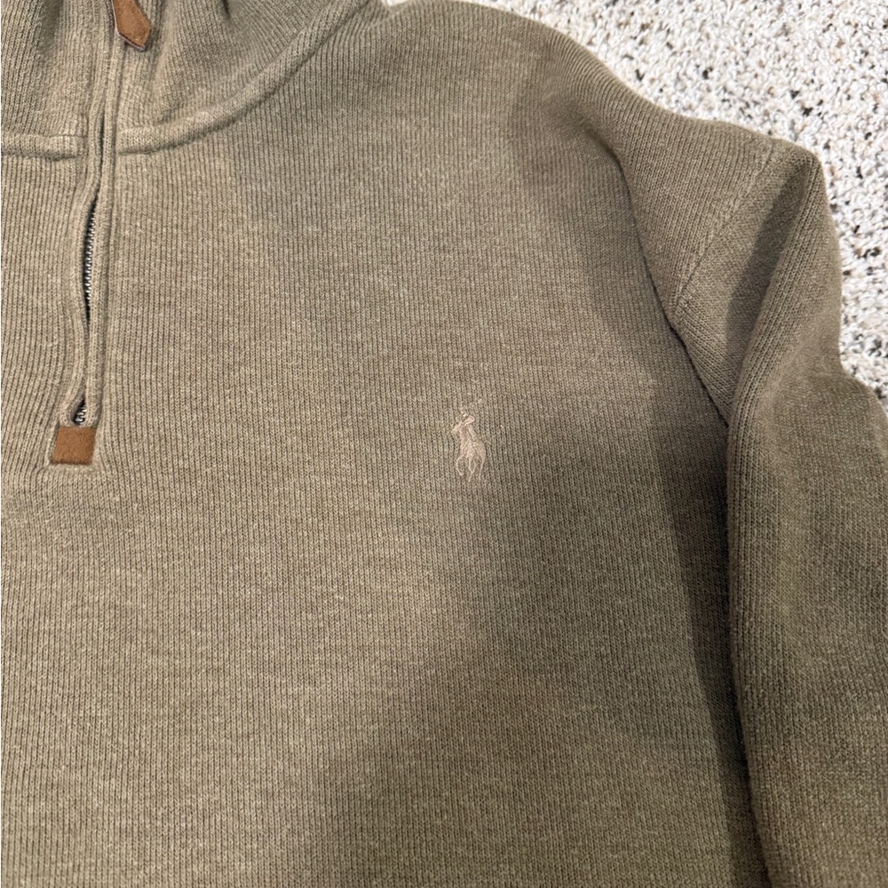 Polo Ralph Lauren Men's Khaki Zip-Up Sweater - Picture 2 of 3